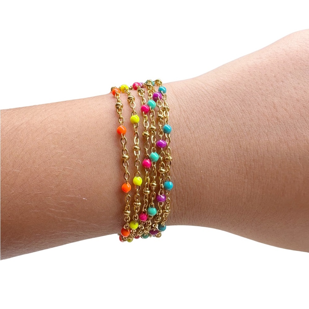 Gold Plated Stainless Steel Dainty Bracelet in Orange